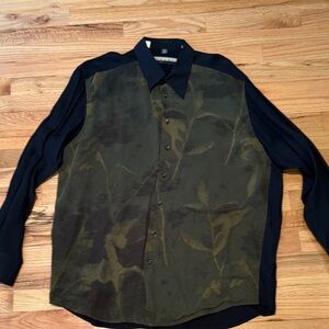 Men's Casual Button Down Shirt - Black and Olive